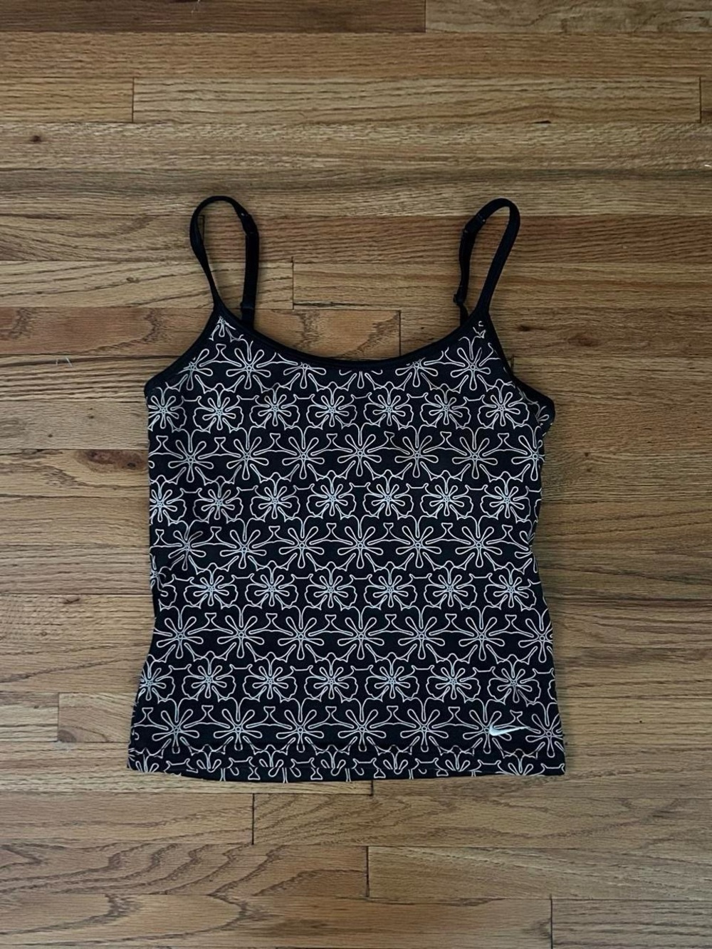 Nike Black Floral-Print Spaghetti Strap Camisole